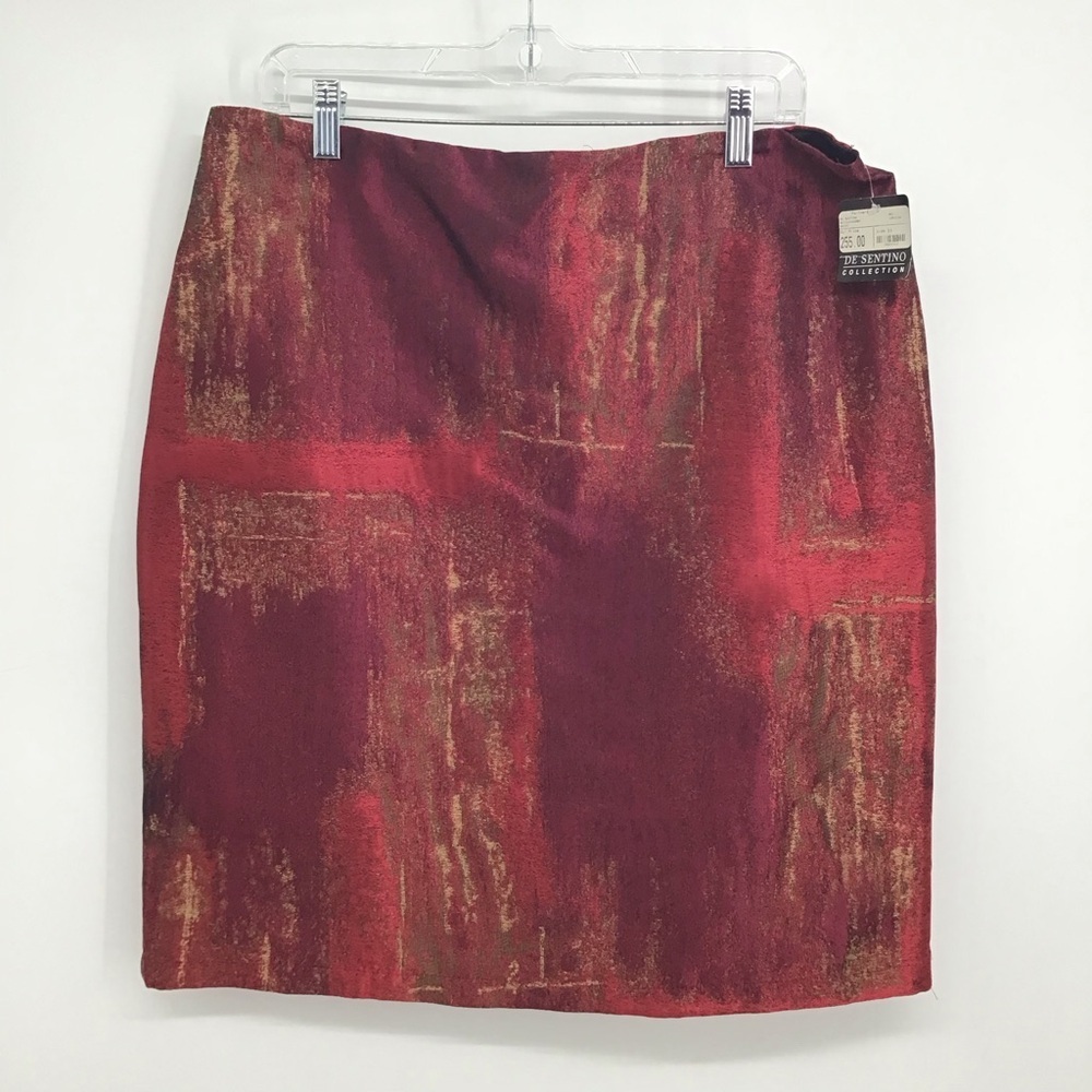 De Sentino Collection Women’s Silk Blend Skirt Career Bus Casual Red Size 14